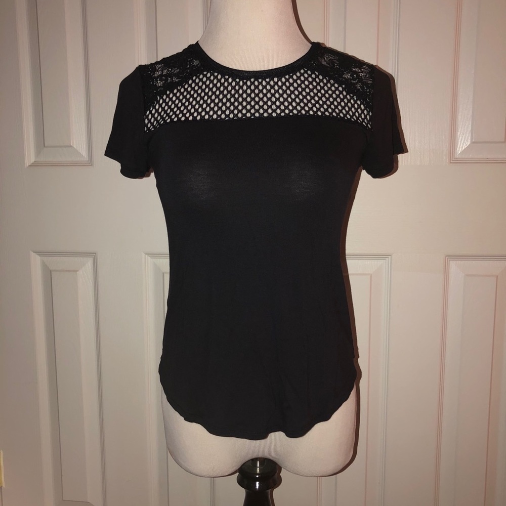 Ann Taylor Mixed Media Black Top